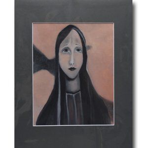 Artist Signed Matted Art Print Virgin Mary Cross